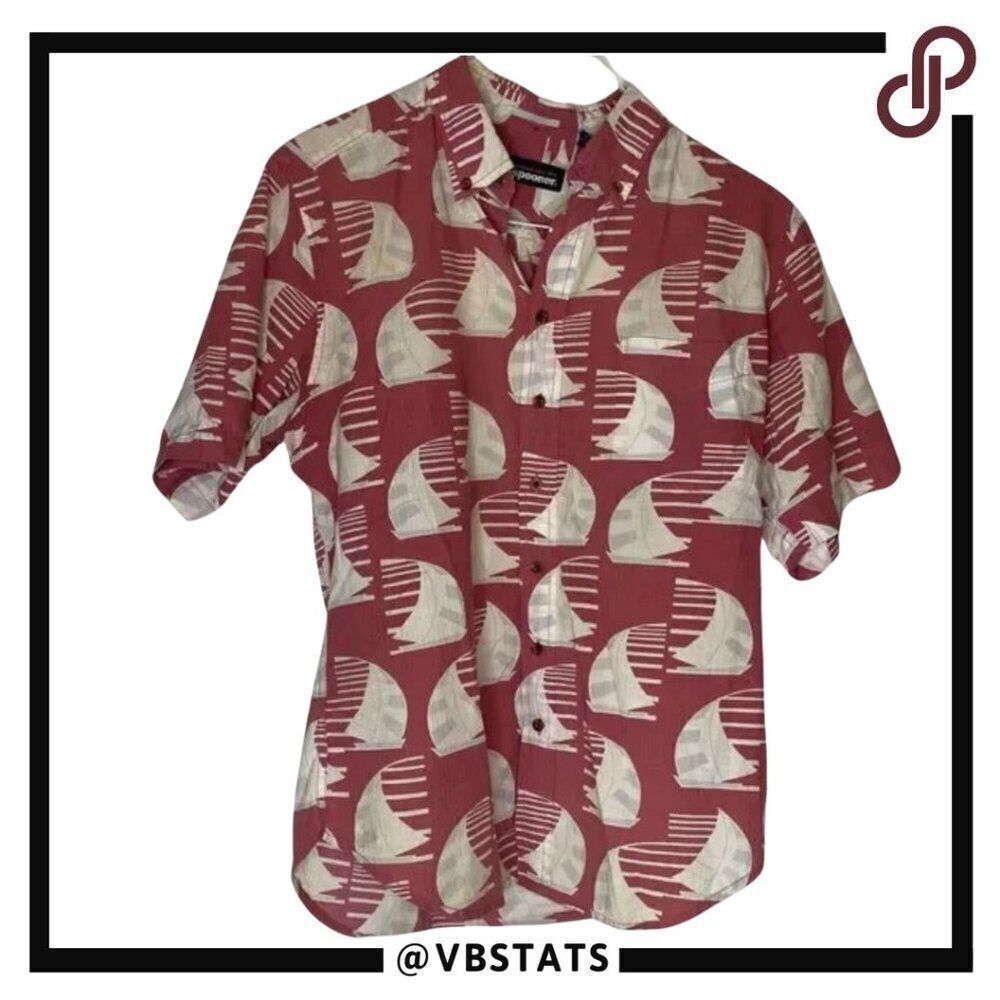 Reyn‎ Spooner Red-White Sailboat Short Sleeve Button Down Shirt in Size Medium